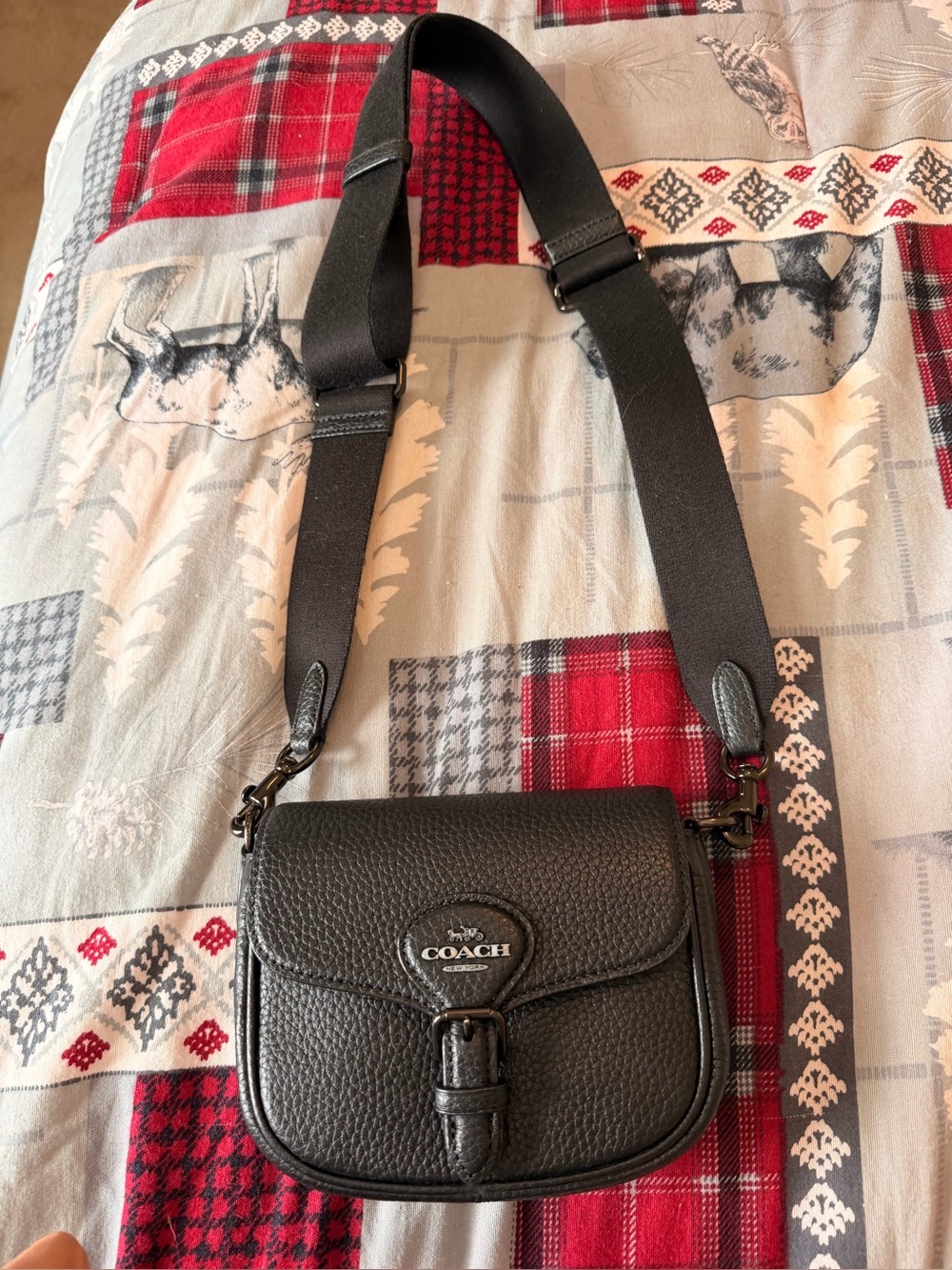 Coach Amelia  Black Pebbled Leather Crossbody Bag